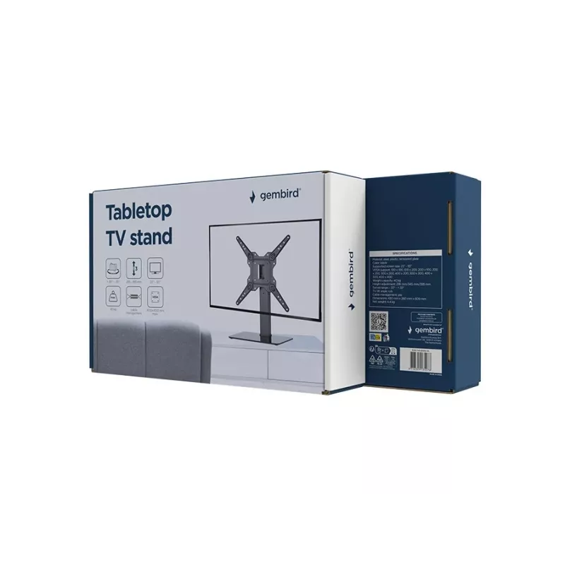 Gembird TVS-D55S-01 stalinis televizoriaus stovas (pasukamas), 23–55 col., juodas