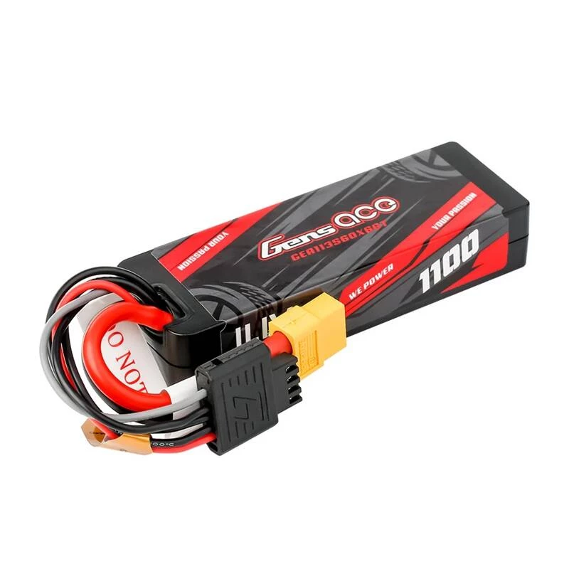 Gens ace G-Tech 1100mAh 11.1V 3S1P 60C GRP-76 Kieto korpuso akumuliatorius su XT60 kištuku