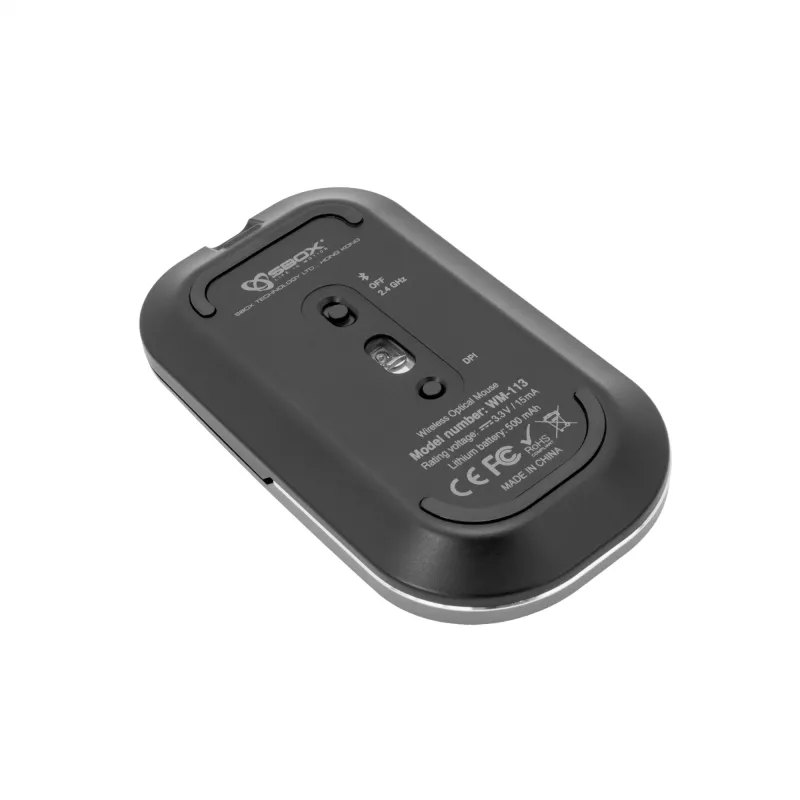 SBOX WM-113 belaidė pelė RF 2,4 GHz + Bluetooth + USB Type-C