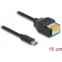 DeLOCK USB 2.0 laidas USB Type-C kištukas į gnybtų bloką 15 cm