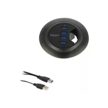 USB šakotuvas DeLOCK 62868, 4× USB-A, įmontuojamas į stalą