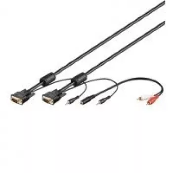 Wentronic SVGA garso kabelis - 3 m - VGA (D-Sub) - VGA (D-Sub) - Juoda - Garsas 3.5 mm (93969)