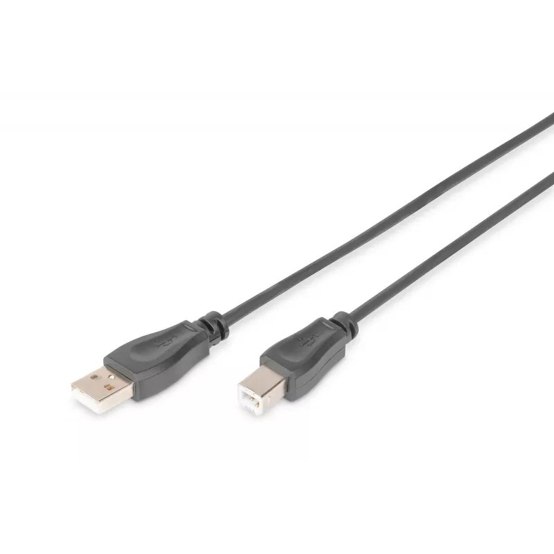 Digitus ASSMANN USB kabelis – USB A tipo (4 kontaktų, kištukas) – USB B tipo (4 kontaktų, kištukas) – 1 m (USB / Hi-Speed USB) – Juoda (AK-300105-010-S)