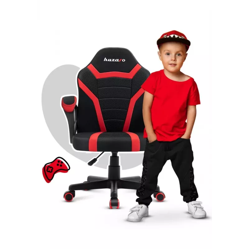 Žaidimų kėdė vaikams Huzaro Ranger 1.0 Red Mesh, juoda, raudona