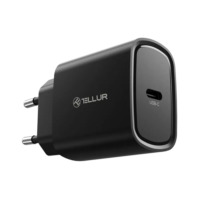 Tellur 20W USB-C PD sieninis įkroviklis juodas