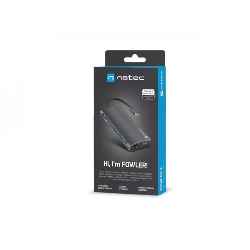 Dokavimo stotelė NATEC NMP-2162 USB 3.2 Gen 1 Type-C pilka, laidinė