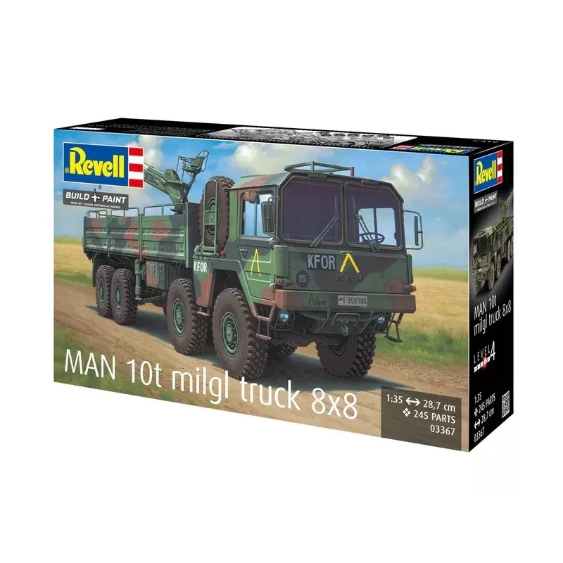 Plastikinis modelio rinkinys REVELL Man 10T Milgl 8x8 sunkvežimis 1/35 mastelis