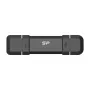 Silicon Power DS72 250 GB nešiojamasis SSD, USB 3.2 Gen 2, USB-A/USB-C, juodas