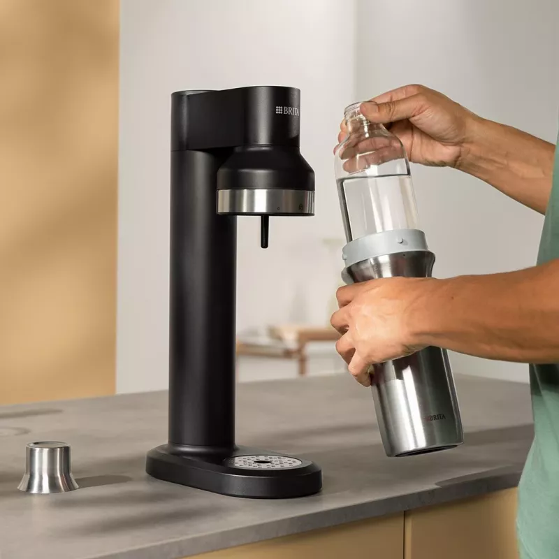 BRITA 118426 karbonizavimo butelis – 1 L stiklinis butelis su nerūdijančio plieno dangteliu, 287 mm aukštis, 2 vnt. pakuotė