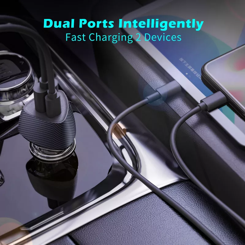 Automobilinis kroviklis Tellur FCC10 38W 6A PD20W QC3.0 – USB-C ir USB-A maitinimo adapteris