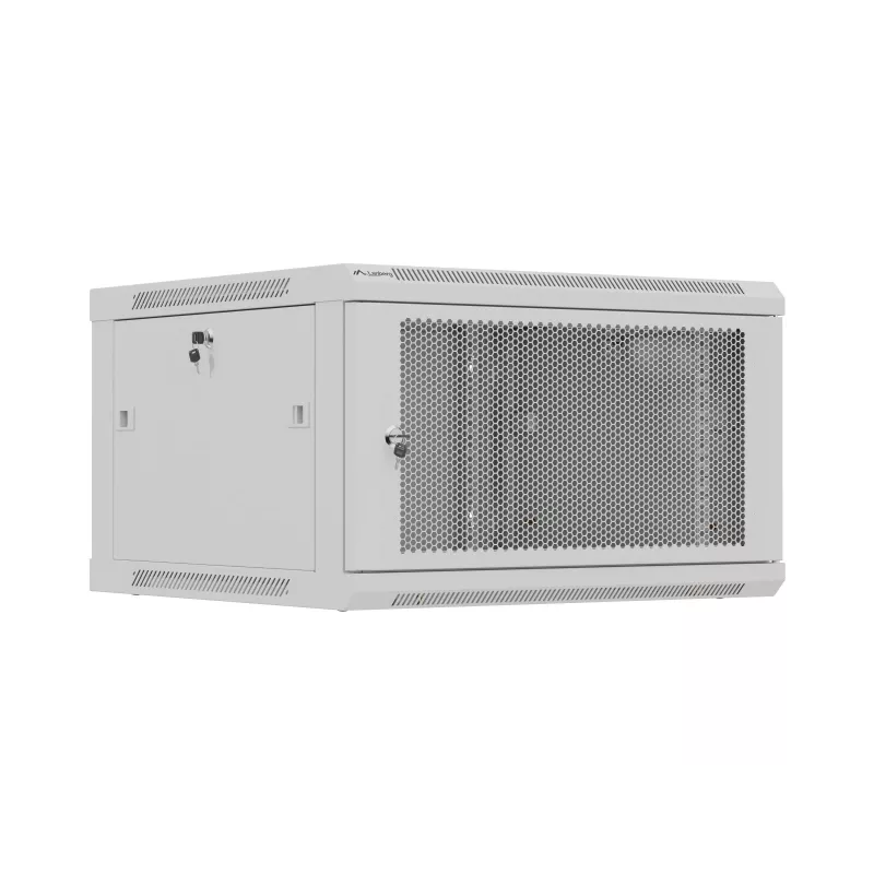 19 colių 6U 600x600 mm pilkas perforuotas sieninis stovo korpusas Lanberg WF01