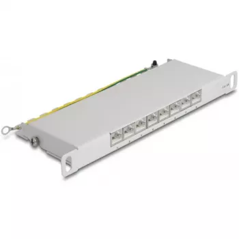 DeLOCK 10 colių Patch Panel 8 prievadų Cat.6A 0,5U pilkas metalinis