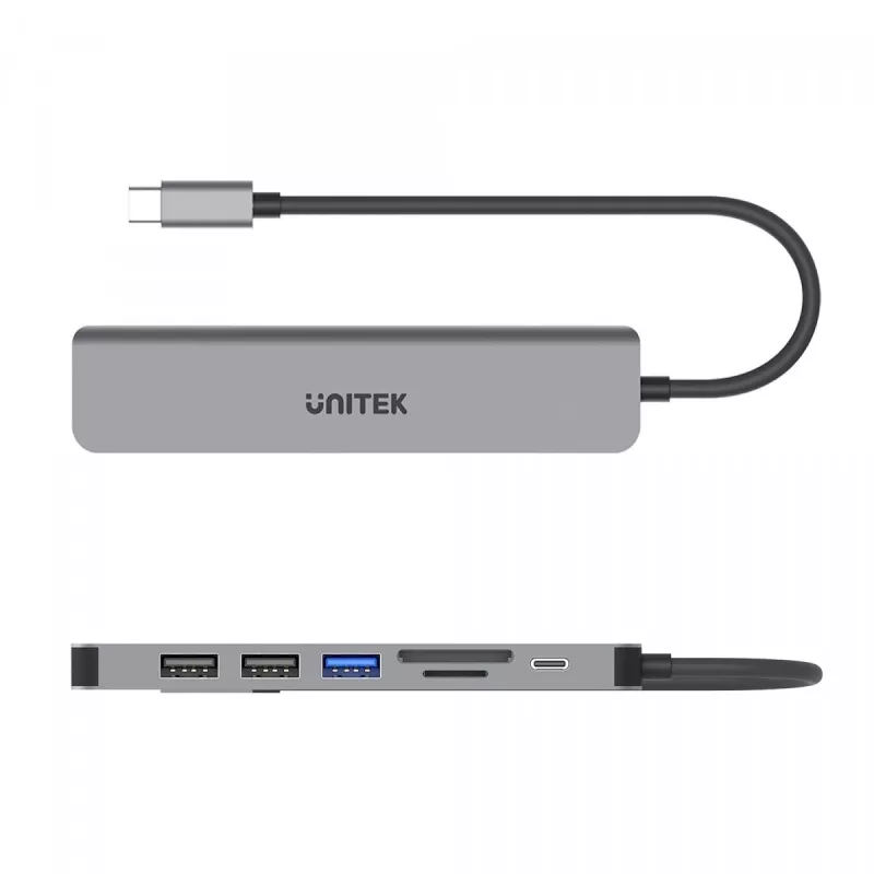 USB-C Hub Unitek 7in1 Aliuminis PD 100W 5 Gbps