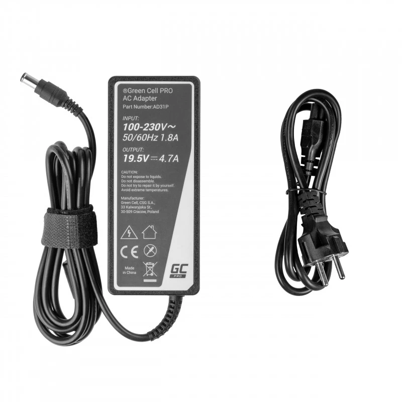 Maitinimo adapteris Green Cell AD31P 90W Vidinė AC į DC 19,5V 4,7A, skirtas Sony nešiojamiesiems kompiuteriams, juodas