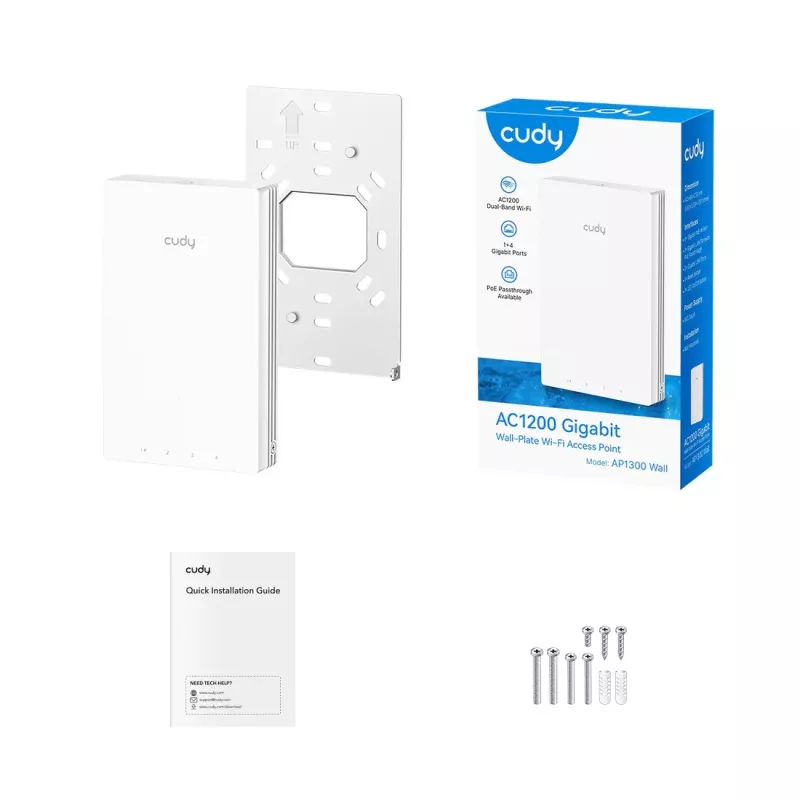 Cudy Punto Di Accesso Da Wall AC1200 Gigabit, belaidžio tinklo prieigos taškas