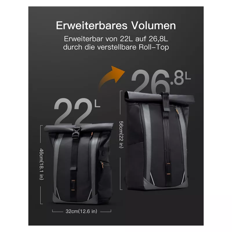 Inateck nešiojamojo kompiuterio kuprinė 15,6 inch BP01009 juoda 22-26,8 L