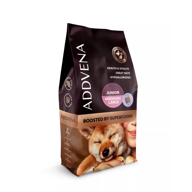 ADDVENA Boosted by superfoods Junior Medium/Large Beef - sausas šunų ėdalas - 10kg