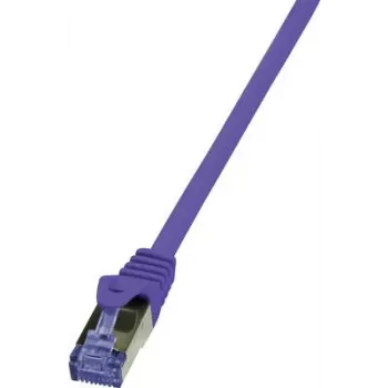 LogiLink CQ303VS RJ45 tinklo kabelis, jungiamasis kabelis CAT 6a S/FTP 1,00 m violetinis, antipireninis, halogeninis