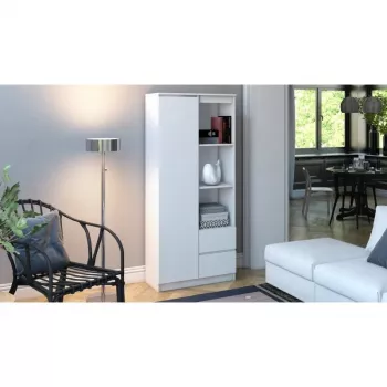 Biuro spinta Top e Shop RS-80 BILY BIEL, balta medžio drožlių plokštė, 7 lentynos, 800×350×1800 mm