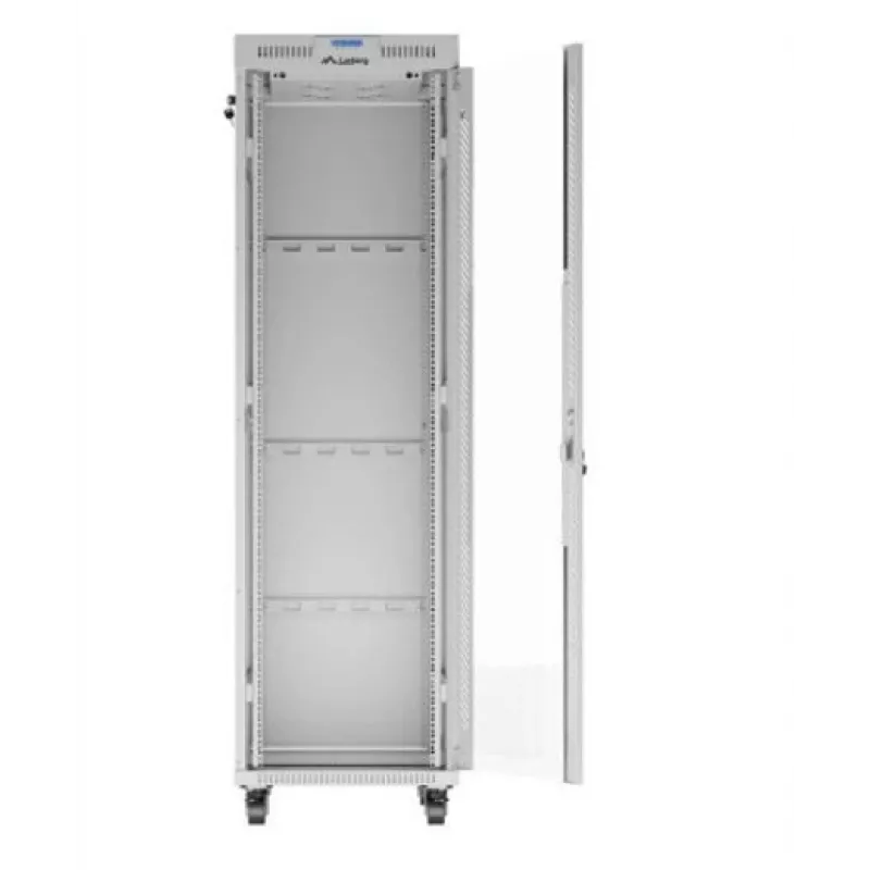 Laisvai pastatomas tinklo spintos stovas LANBERG FF01-6842-12SL 42U, 600×800 mm, 2121 mm aukštis, 1200 kg talpa, IP20, pilkas