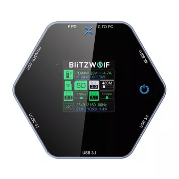 Dokavimo stotelė BlitzWolf BW-TH16 8v1 USB 100W su LCD išmaniuoju ekranu
