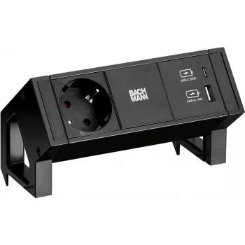 Bachmann DESK2 1x CEE7/3 USB A/C Įkroviklis Juodas (902.9109)