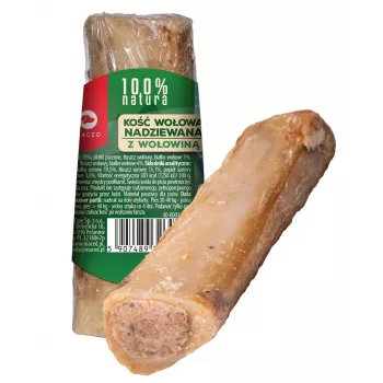 Kramtomas kaulas šunims MACED Bone su jautienos įdaru, natūralus kramtomas skanėstas, 150 g, suaugusiems šunims, mažina dantų akmenis