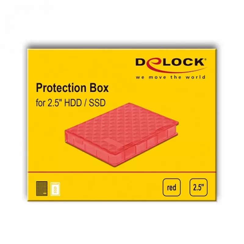 Apsauginis dėklas DeLOCK 18370 raudonas 2,5 inch HDD/SSD
