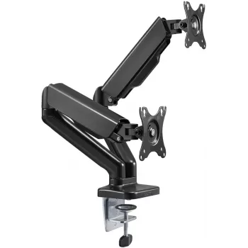Goobay Desk Mount | Dvigubas monitoriaus laikiklis su dujine spyruokle | Sukiojamas, Pakreipiamas, Sukamas | 17-32 col. | Maks. svoris 9 kg | Juodas