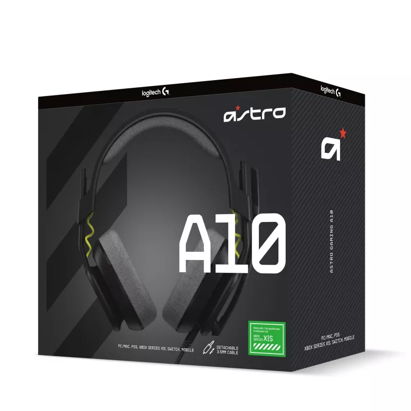 Logitech ASTRO Gaming A10 Gen 2 ausinės – ant ausų – laidinės – 3,5 mm kištukas – juodos (939-002047)
