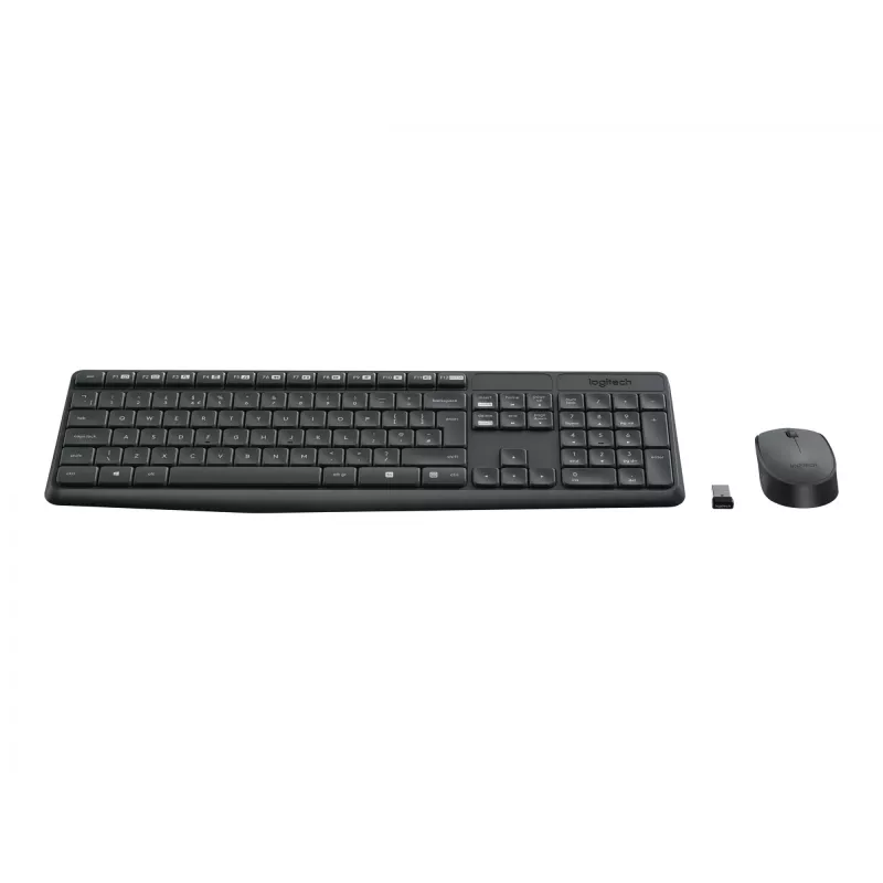 Belaidis klaviatūros ir pelės rinkinys Logitech MK235, pilno dydžio, pilka