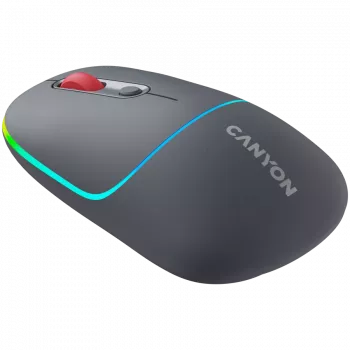 Belaidė pelė Canyon MW-22 2in1 RGB pilka – Bluetooth/RF – 1600 dpi – įkraunama