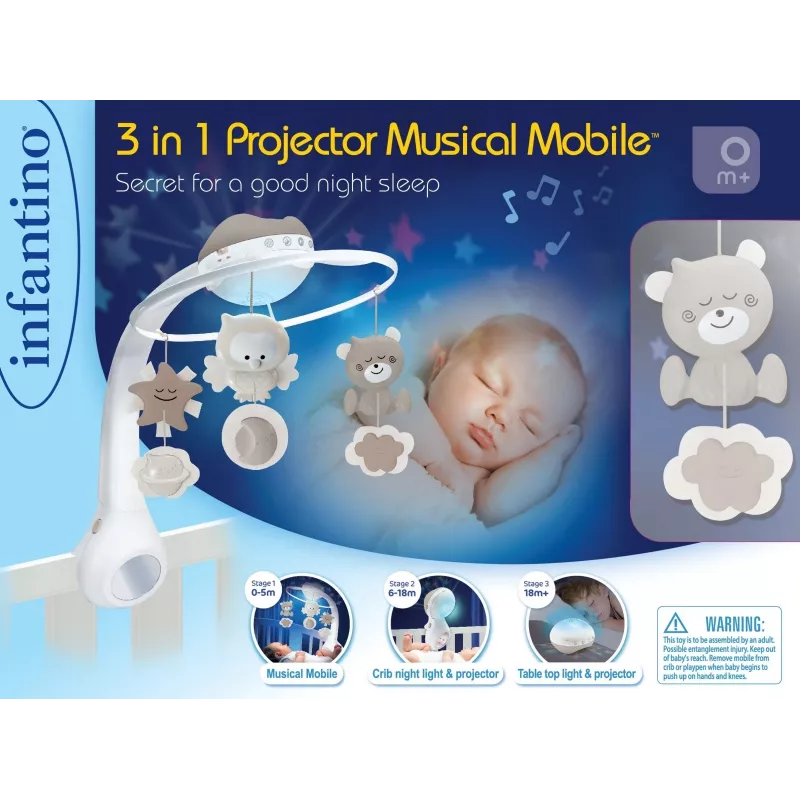 3in1 muzikinis projekcinis mobilis smėlio spalvos