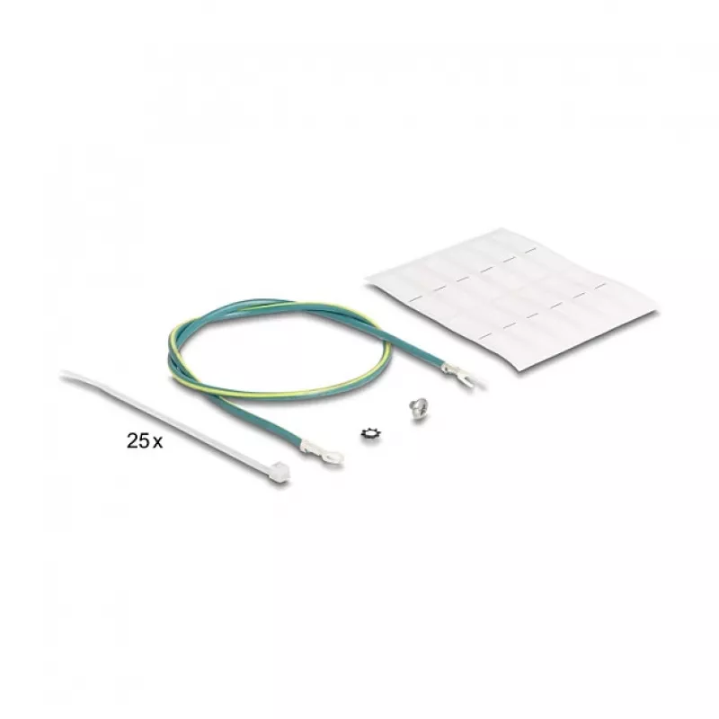 DELOCK 19 colių Keystone pataisų skydelis 24 prievadų kampuotas su įtempimo mažinimu, 1U, juodas, 482,6×125,5×44,2 mm