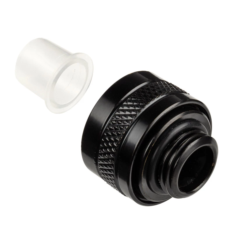 Alphacool 17471 jungtis — žalvarinė juoda, Ø22 mm, aukštis 20 mm
