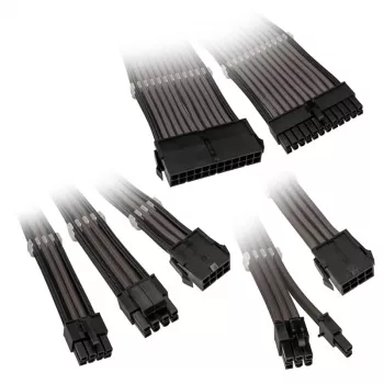 Prailginimo rinkinys Kolink Core Adept — pintas PET apvalkalas, 6 dalių, 20+4pin, 8pin, 4+4pin, 3×6+2pin (300–350 mm)