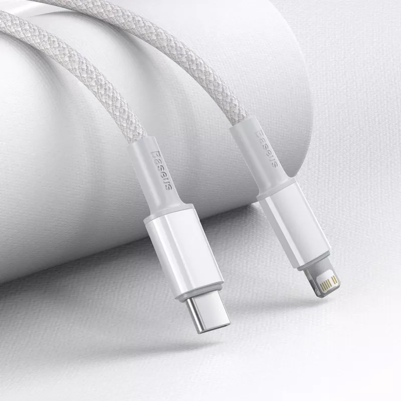 USB-C į Lightning Baseus High Density Braided kabelis, 20W, PD, 2m (baltas)