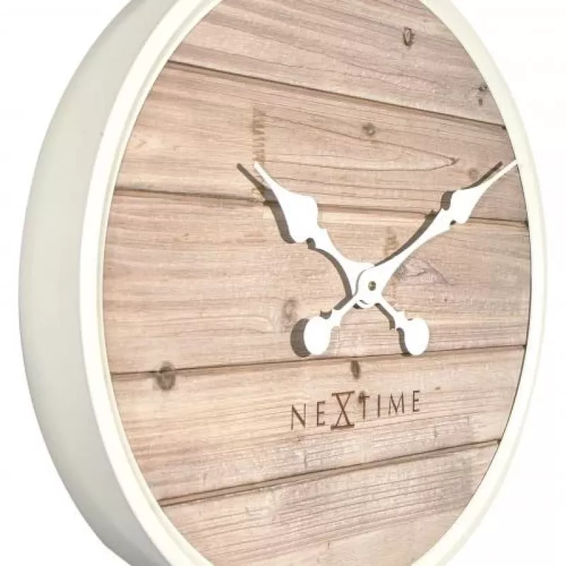 NeXtime klok 3134wi Plank sieninis laikrodis, Ø50 cm, baltas