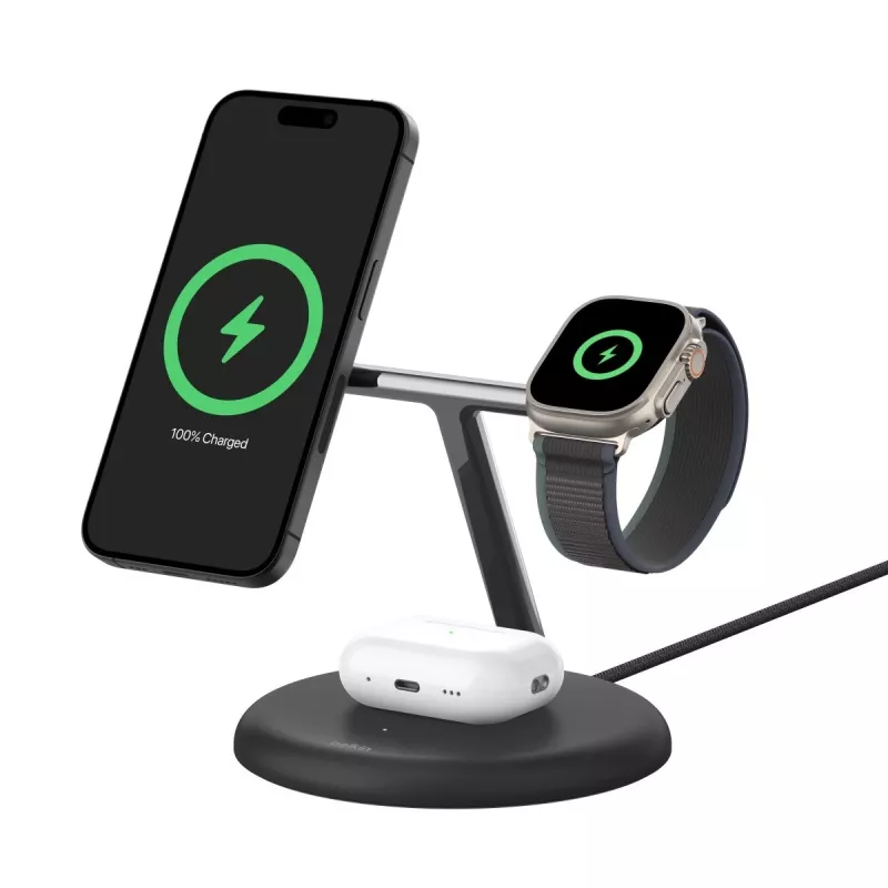 Belaidis įkroviklis Belkin WIZ023VFBK, vidaus, USB, belaidis, ausinėms, išmaniajam telefonui, išmaniajam laikrodžiui, juodas