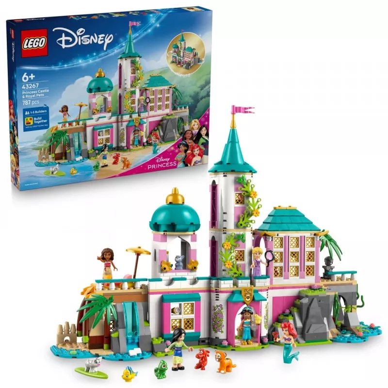 LEGO Disney Princess Pilies ir Karališkųjų augintinių statybinis rinkinys 43267 — 787 detalės, 5 minifigūrėlės, nuo 6 metų, 320×460×100 mm