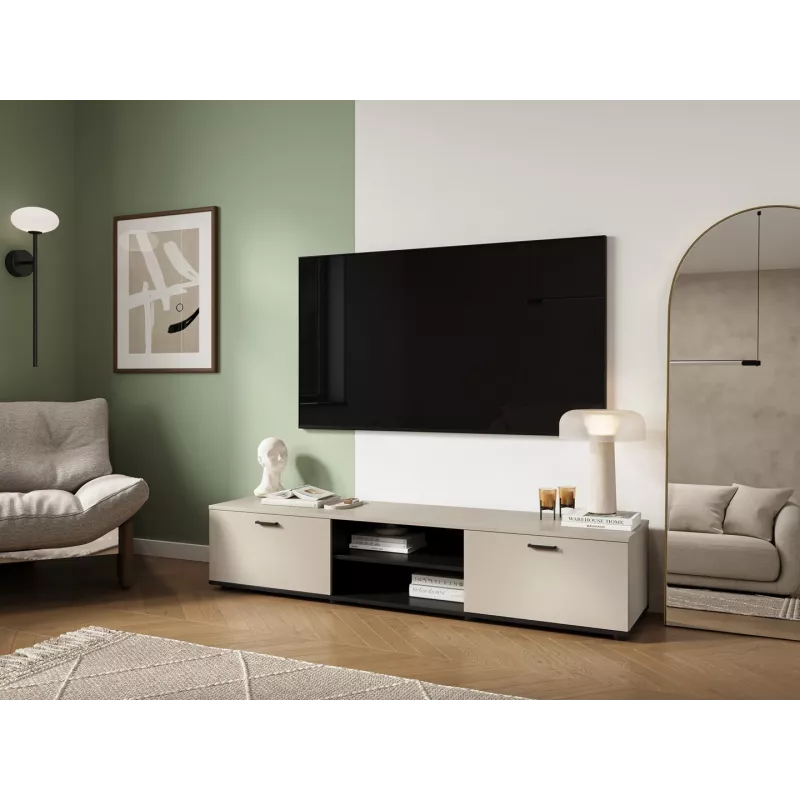 TV spintelė Cama Meble SOHO 180x43x37 cm kashmyro viršus, juodas rėmas