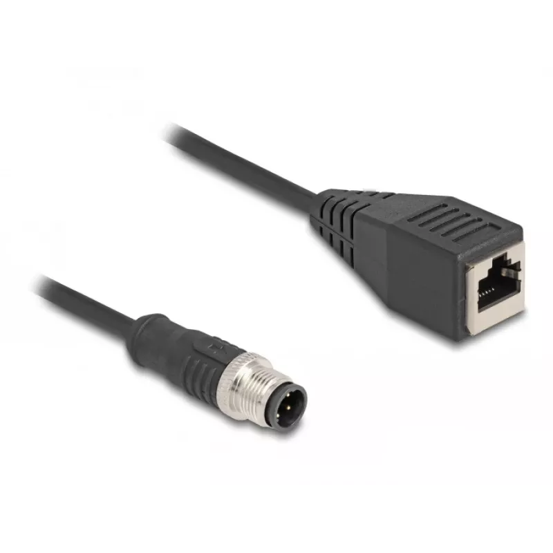 DeLOCK M12 adapterinis kabelis D-koduotas 4 kontaktų kištukas į RJ45 lizdą 50 cm