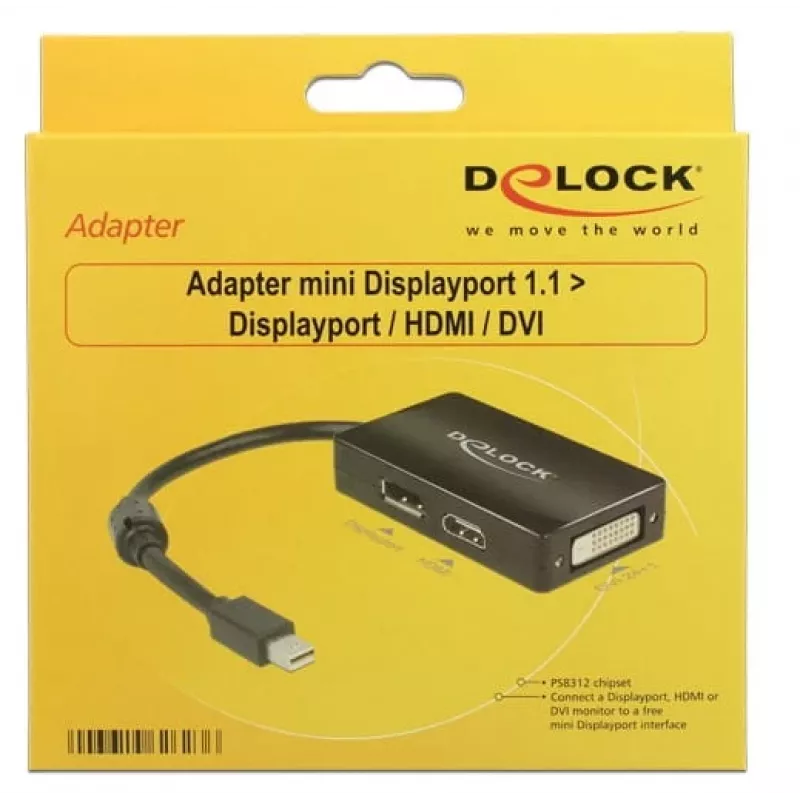 Laidas DeLOCK 0,16 m Mini DisplayPort → DisplayPort / HDMI / DVI-D adapteris