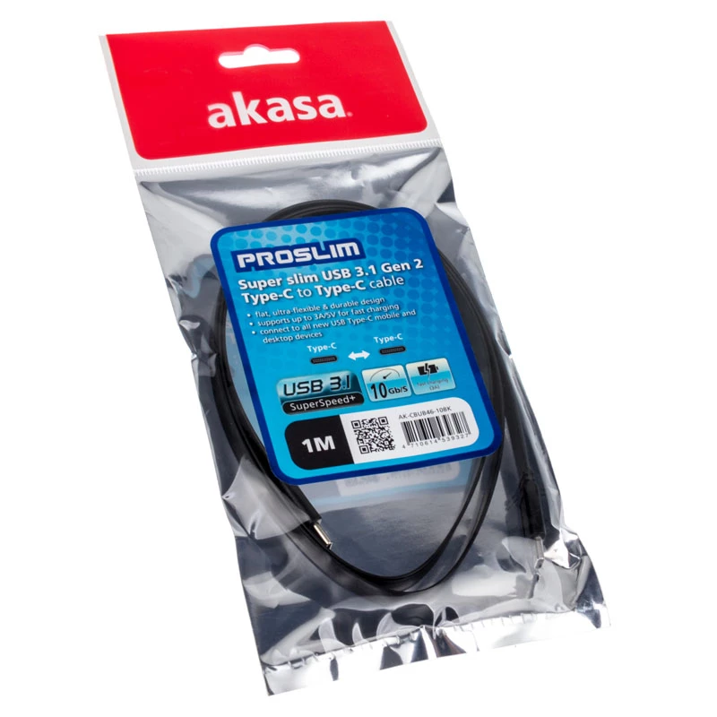 USB kabelis Akasa AK-CBUB46-10BK USB 3.2 Gen 2 1 m Juoda
