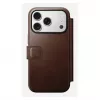 Mobilaus telefono dėklas Nomad Modern Leather Folio, skirtas iPhone 17 Pro, oda/aliuminis, 16 cm (6,3 inch), rudas, 4 kortelių kišenės