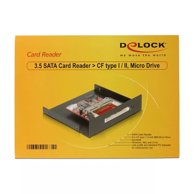 DeLOCK 91635 SATA kortelių skaitytuvas CompactFlash / MicroDrive juodas