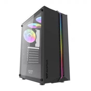 Darkflash DK151 LED kompiuterio korpusas (juodas) + 3 RGB ventiliatoriai