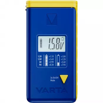 Baterijų testeris Varta 00893 101 111 LCD skaitmeninis nešiojamas AA AAA 9V monetinėms baterijoms