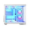 Korpusas MODECOM Volcano Panorama Midi Tower baltas – micro ATX, grūdintas stiklas, ARGB, USB-C, palaiko GPU iki 400 mm