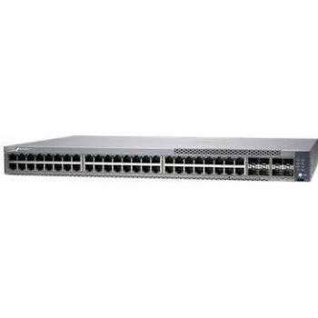 Juniper EX4100-F-48P – 48 prievadų 10/100/1000BaseT PoE+ jungiklis su 4x 10G SFP+ kylančiosiomis jungtimis ir 4x 10G SFP+ rietuvėjimo prievadais (optika parduodama atskirai), su StandardSW, atitinka TAA reikalavimus